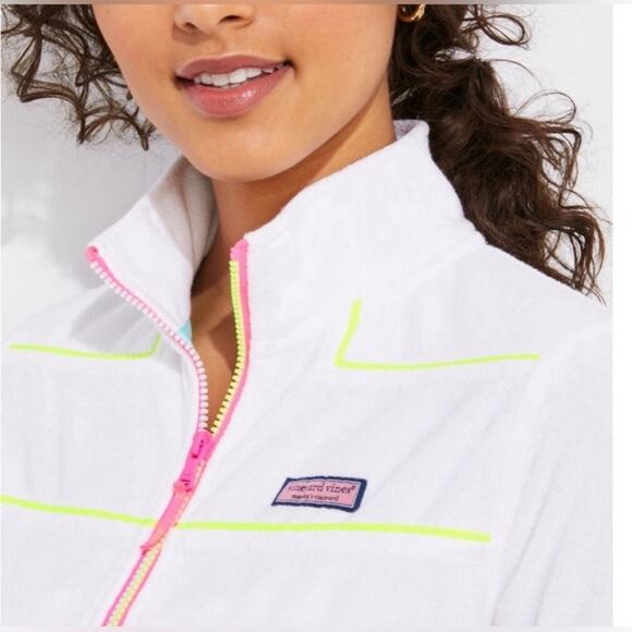 Vineyard vines neon/ white terry cloth pullover size XS - Picture 6 of 9